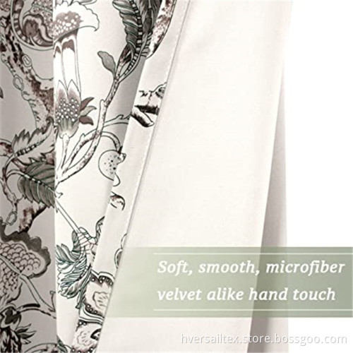 Traditional Floral Pattern Printed Curtains For Living Room